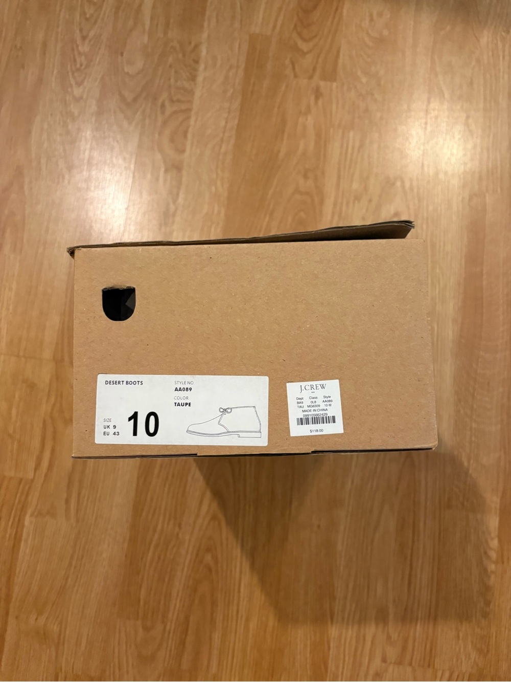 J. Crew Taupe Desert Boots Shoe Box